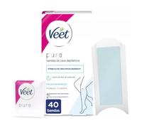 Veet Pure Bandas de Cera Depilatoria Piernas y Cuerpo Piel Sensible 40 uds