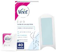 Veet Pure Bandas de Cera Depilatoria Piernas y Cuerpo Piel Sensible 40uds