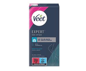 Veet Tiras de cera para pieles sensibles, 40 unidades