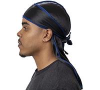 Veeta Superior Sedoso Durag (varios colores) - Tela de seda suave | Máxima compresión y comodidad - Negro - talla única
