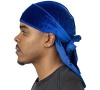 Veeta Superior Velvet Durag - Durags de terciopelo suave para hombres y mujeres, tirantes largos dobles anchos, forro Durag sedoso, triple costura