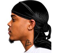 Veeta Velvet Terciopelo Durag, Negro, Talla única para Hombre