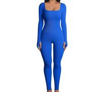 Veeteah Mono de manga larga para mujer, mono deportivo de manga larga, bodycon sólido, mono de club, mono de cuerpo entero, mono para mujer