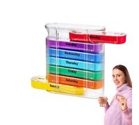 Veeteah Organizador semanal de pastillas, caja de medicina familiar de 7 días,Caja de almacenamiento hermética para pastillas | Organizador diario de medicamentos con 4 compartimentos, clasificador de