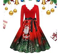Veeteah Vestido de Navidad para mujer, estampado vintage, vestido de manga larga, vestido de manga larga, vestido vintage llamativo para cena, hogar, bar
