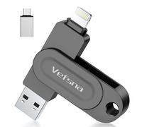 Vefsna Pendrive 256GB para iPhone, Certificación Apple, Memoria USB 3.0 Externa, Photo Stick 3 en 1 Lightning Flash Drive para iPhone, OTG Android, iPad, PC