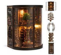 VeftBltrem Book Nook Kit para adultos con luz LED, DIY casa en miniatura como decoración de estantería, rompecabezas de madera 3D, sujetalibros, anillos de sabiduría Booknook, archivo de libros