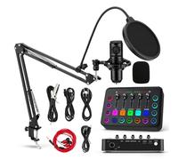VeftBltrem Podcast Equipment Bundle, controlador de DJ y micrófono BM800 para actuaciones en directo, grabaciones, PC y karaoke fiestas y voces de juego