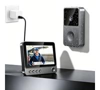VeftBltrem Timbre con cámara y monitor, HD 1080P, IP65 Impermeable, pantalla de 4,3 pulgadas, gran angular de 170°, timbre inalámbrico con cámara, interfono, visión nocturna por infrarrojos, audio