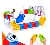 VeftBltrem Tren Eléctrico Niños 82 Piezas con 1 Tren - Pista 3D Antigravedad klick-Rail, Bloques de Construcción DIY Cube Track, Juguete Educativo Stem para Niños de 4 a 8 Años
