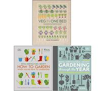 Veg in One Bed, RHS Cómo cultivar un huerto cuando eres nuevo en la jardinería, Conjunto de colección de libros RHS Gardening Through the Year 3