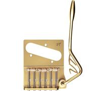 Vega-Trem VT2ND TeleTrem Classic Gold - Trémolo sin taladro para guitarras estilo Telecaster (diseño clásico de 71 mm), 3 pares de sillines de latón independientes patentados, tensión ajustable