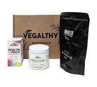 VEGALTHY - Pack de Suplementos Veganos | Proteína Vegana Chocolate Paleobull 350g + Creatina Creapure 200g + Multivitamínico con B12 (60 cápsulas) Vitobest | Energía, Músculo y Vitalidad | 100% Vegano