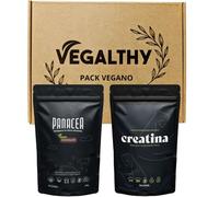 VEGALTHY - Panacea Vegana Chocolate 350g + Creatina 250g Paleobull - Suplemento Vegano para Masa Muscular y Energía - Sin Gluten, Sin Azúcar Añadida, 100% Natural