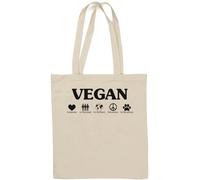 Vegan Compassion for The People for The Planet Nonviolance for Animals - Bolsa de algodón natural, color blanco