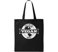 Vegan for A Better World Planet Graphic - Bolsa de algodón ecológico natural, color negro, Black, Talla única
