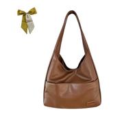 Vegan Leather Trendy Soft Tote Bag,Large Capacity Leather Crossbody Bag,Women Casual Shoulder Handbag,Slouchy Hobo Work Bags (Brown)