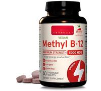 Vegan Methyl B-12 5.000 mcg, fuerza máxima, cereza, masticable, 60 tabletas