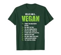Veganismo Hola Soy Vegano Regalo Verduras Alimentos Verdes Camiseta, Hombre, Verde Bosque, XL