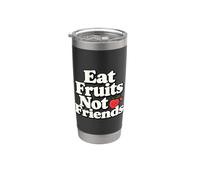 Vegano a base de plantas come frutas, no amigos Humor Vaso térmico de acero inoxidable de doble pared