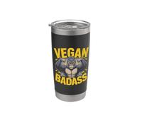 Vegano Badass Culturista Vegano Gorila Halterofilia Vaso térmico de acero inoxidable de doble pared