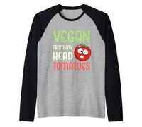Vegano De Mi Cabeza Tomates Divertido Vegetal Tomate Vegano Camiseta Manga Raglan