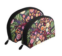 Vegano Frutas Vivas Verduras Imprimir, Bolsa de Maquillaje de Concha, Monedero pequeño para Mujer, Bolsa de artículos de tocador, Bolsa de cosméticos, 2 Piezas
