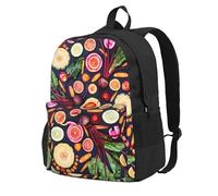 Vegano Frutas y verduras vivas Imprimir,Mochila con bolsillos, mochila informal para el día a día, resistente al agua, ideal para la escuela, viajes