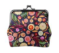 Vegano Frutas y Verduras vivas Imprimir,Monedero de Piel sintética, Carteras pequeñas, Monedero con Cierre de Broche