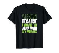 Vegano se alinea con mi Moral Camiseta gráfica económica, Hombre, Negro, XL