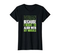 Vegano se alinea con mi Moral Camiseta gráfica económica, Mujer, Negro, XL