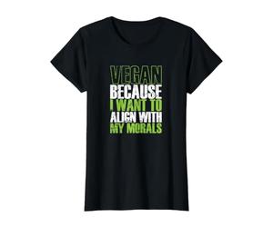 Vegano se alinea con mi Moral Camiseta gráfica económica, Mujer, Negro, XS