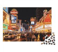 Vegas Strip Puzzle for Boy & Girl 1000 Piece Recyclable Neon City Jigsaw Puzzle Divertido and Desafiante Family Game Excelente Regalo Idea for Child‘s Birthday 52x38cm/1000pcs