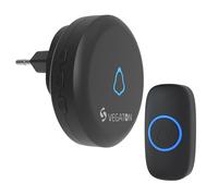 VEGATON Timbre inalámbrico Exterior con 1 Receptor, Timbres para Puerta, Impermeable IP55, 58 Melodías, 2 Modos de Ajuste de Tono, 3 Modos de Alarma, Negro