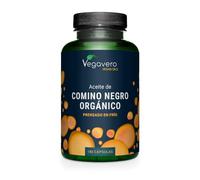 Vegavero Aceite de Comino Negro Ecológico | 1000 mg Nigella Sativa | 55% Ácido Linoleico + 22% Ácido Oleico + 0,2% Timoquinona | Con Vitamina E Natural | Prensado en Frío | 180 Cápsulas Veganas
