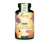Vegavero GABA 1400 mg | Alta Dosis de GABA 100% Pura | Apoyo Antiestrés, Relajación y Sistema Nervioso | Testado en Laboratorio | 90 Cápsulas | Vegano y Sin Aditivos