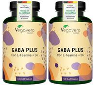 Vegavero GABA Plus | 1000 mg GABA + 90 mg L-Teanina + Vitamina B6 | Apoyo Antiestrés, Relajación y Sistema Nervioso | Testado en Laboratorio | 120 Cápsulas | Vegano y Sin Aditivos (Paquete de 2)