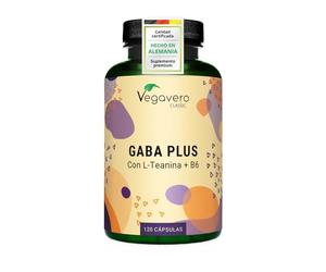 Vegavero GABA Plus | 1000 mg GABA + 90 mg L-Teanina + Vitamina B6 | Apoyo Antiestrés, Relajación y Sistema Nervioso | Testado en Laboratorio | 120 Cápsulas | Vegano y Sin Aditivos
