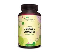 Vegavero Gominolas de Omega 3 | 250 mg EPA + DHA por Gominola | 1350 mg de Aceite de Algas | Sin Azúcar y Sin Sabor a Pescado | 180 Gominolas | Vegano y Sin Aditivos