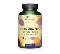 Vegavero L-Tirosina 1200 mg | 180 Cápsulas | Thyroid Support | Con Yodo, selenio y vitaminas B | L-TYROSINE | Para Rendimiento Mental y Concentración | Vegano |