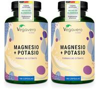 Vegavero Magnesio + Potasio | 180 Cápsulas | SIN ADITIVOS | Citrato de Magnesium | Analizado en Laboratorio | Electrolitos & Sales Minerales | Vegano (Paquete de 2)