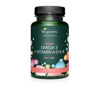 Vegavero Omega 3 EPA y DHA | Con Vitaminas A, D3, E y K2 | 100% Natural | Materia Prima de Marca | Con GreenCaps | Vegano