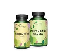 Vegavero Pack Dúo: Brahmi BIO + Rhodiola | Adaptógenos para Equilibrio Mental | Testados en Laboratorio | Sin Aditivos