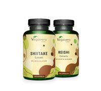 Vegavero Pack Dúo: Reishi 14:1 + Shiitake 14:1 | Extractos Estandarizados con 40% Polisacáridos + Beta-Glucanos | Testados en Laboratorio 40% Polisacáridos + Beta-Glucanos | Vegano y Sin Aditivos