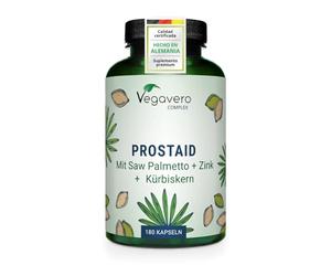 Vegavero Próstata | Saw Palmetto 5600 mg | 180 Cápsulas | Con Extracto de Calabaza, Ortiga Verde, Zinc y Selenio | Salud Vías Urinarias | Vegano y Sin Aditivos