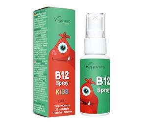 Vegavero Vitamina B12 Niños | Dosis Perfecta: 5 mcg | Delicioso Sabor a Cereza Natural | Para 4 Meses | Vegana + Liquida | Metilcobalamina + Cianocobalamina | Sublingual | 25 ml