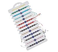 VEGCOO 12 pulseras de mal de ojo para mujeres y hombres, dije de buena suerte, ajustable, protección de la cábala, pulsera de amistad, pulsera tejida para mamá y niña