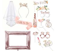 VEGCOO 14 piezas accesorios EVJF, accesorios de fotografía de boda, accesorio para despedida de soltera, accesorio EVJF futuro novia, oro rosa brida equipo accesorios kit