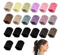 VEGCOO 20Pcs Gomas Pelo para Mujer y Niña, Coleteros Pelo Elásticos de Algodón para el Cabello, Cintas de Pelo Grandes Gomillas para Pelo Grueso Pesado y Rizado