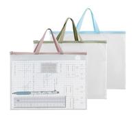 VEGCOO 3 bolsas de malla para arte, funda de portafolio de arte, Azul, verde, rosa, A3, Clásico